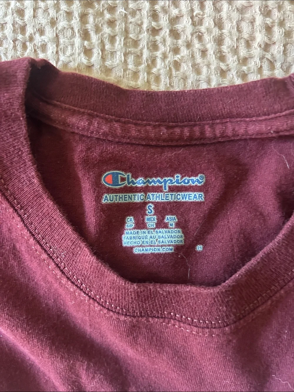 Champion Maroon Crewneck Logo Tee - Picture 2 of 3